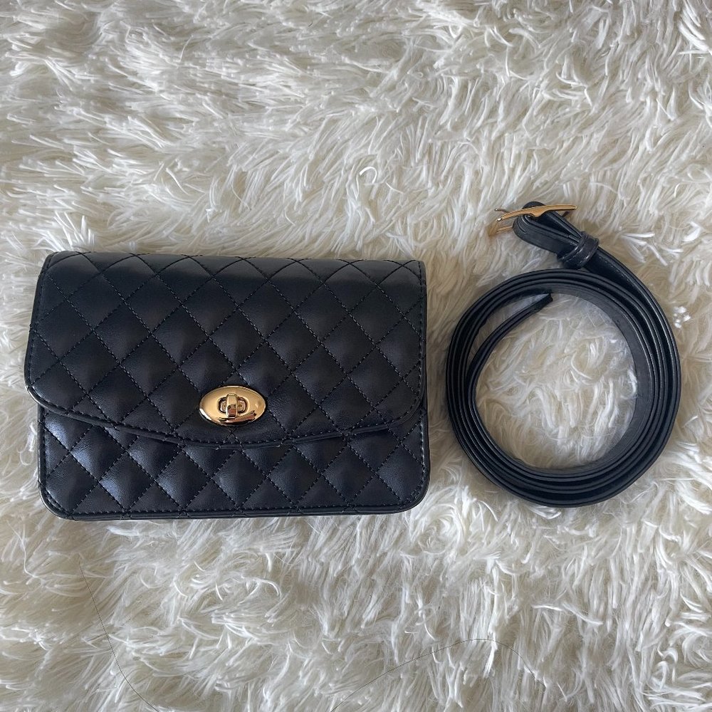 Stylenanda Black Quilted Waist Bag